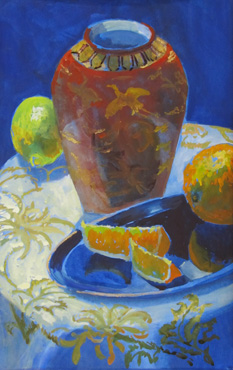 Citrus and Asian vase